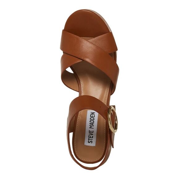 STEVE MADDEN Womens Brown 1-1/2" Platform Elkin Leather Heeled Sandal 9.5 M - Picture 3 of 4